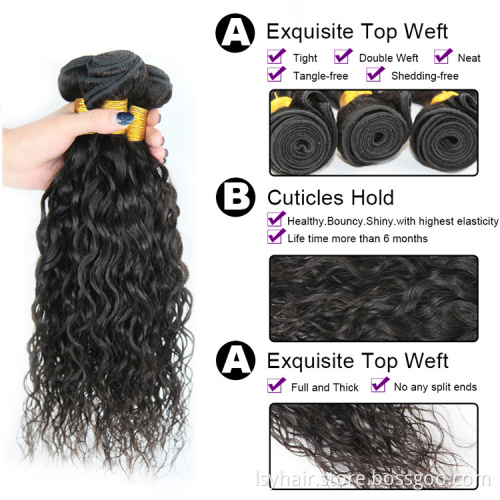 2019 New Arrival Brazilian Water Wave Curls Human Hair Extensions In Atlanta, Wholesale hair Weave Virgin Bundles